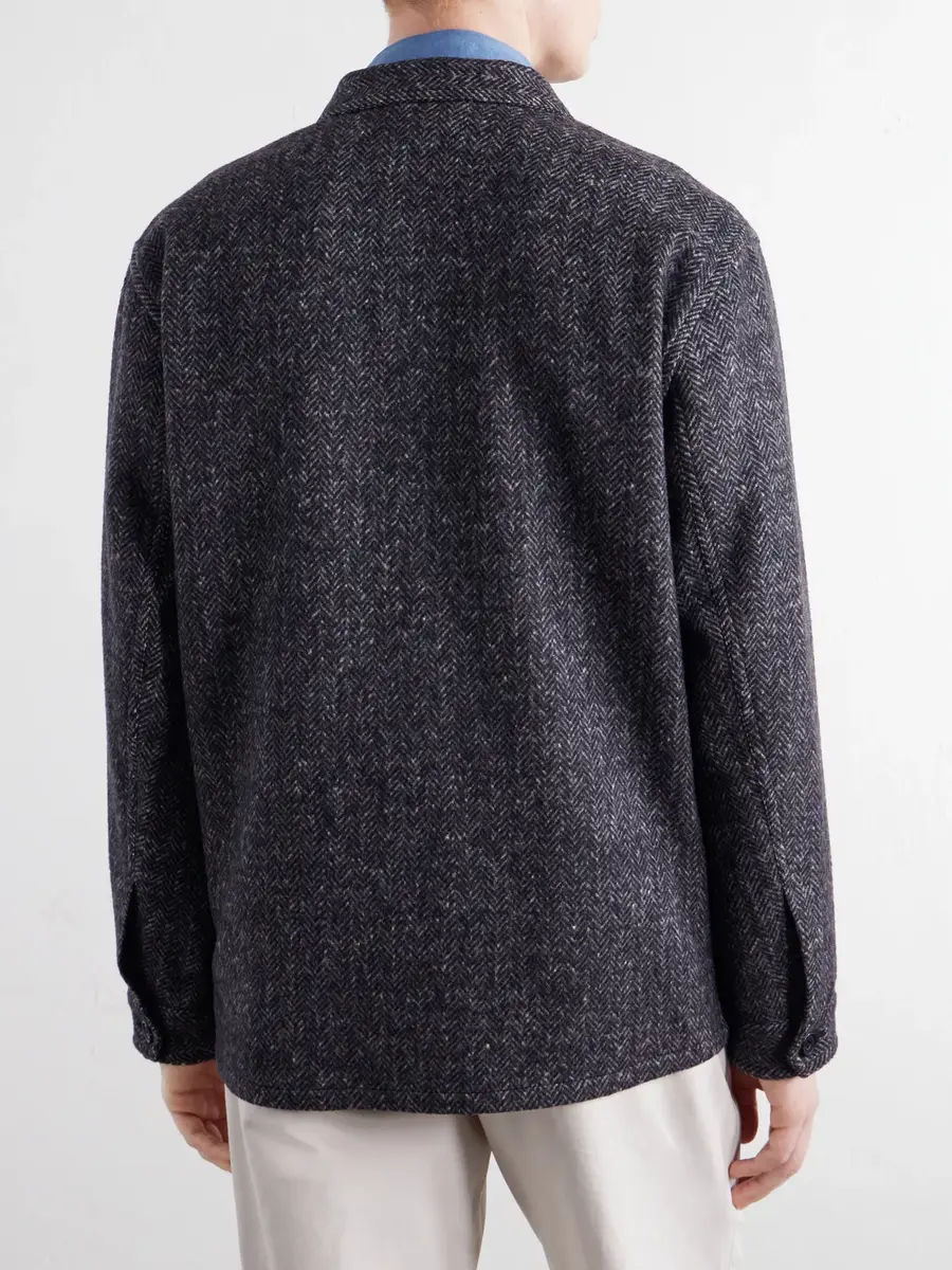 Anderson & Sheppard Herringbone Wool Overshirt - Men | Thumbnail 4 Anderson & Sheppard Herringbone Wool Overshirt - Men | Thumbnail 4