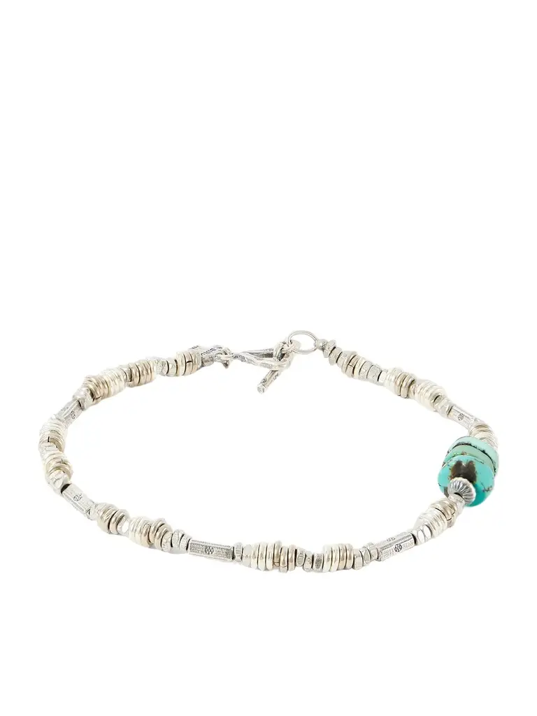 Peyote Bird Silver Fox Sterling Silver Turquoise Bracelet - Men