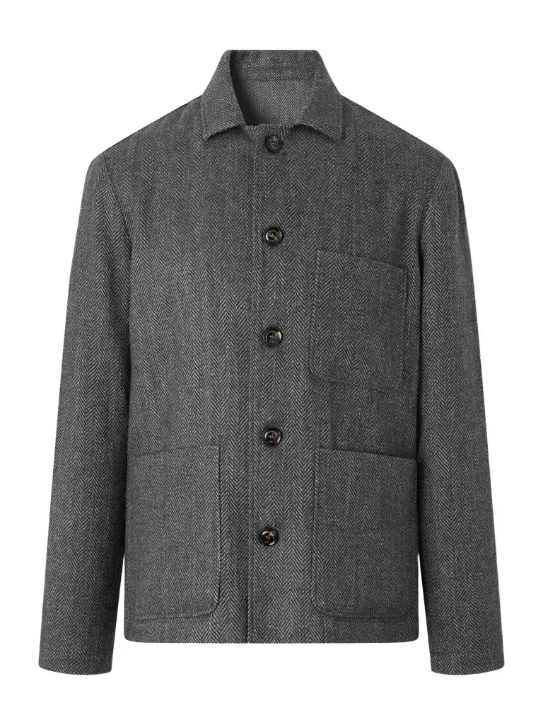 PIACENZA 1733 Herringbone Virgin Wool, Silk and Cashmere-Blend Twill Chore Jacket - Men