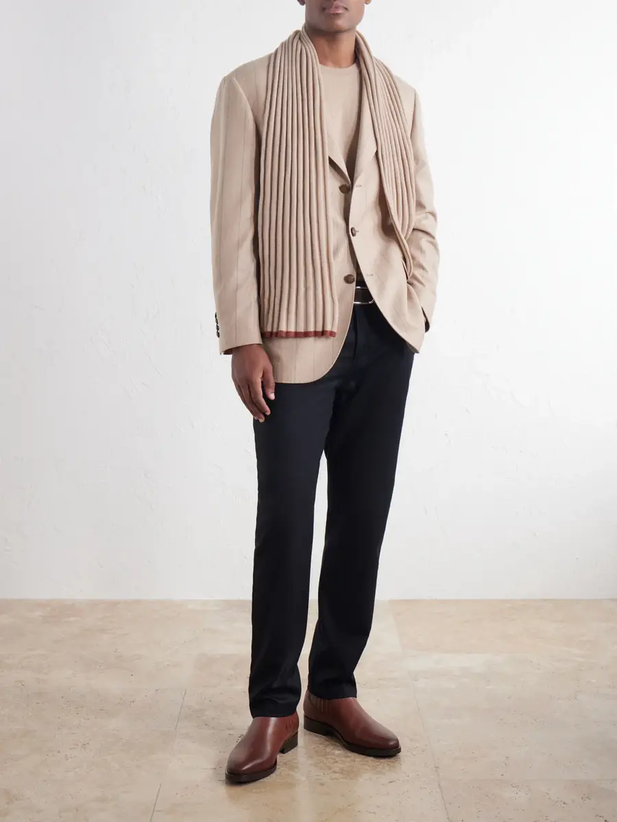 Brunello Cucinelli Ribbed Cashmere Scarf - Men | Thumbnail 2 Brunello Cucinelli Ribbed Cashmere Scarf - Men | Thumbnail 2