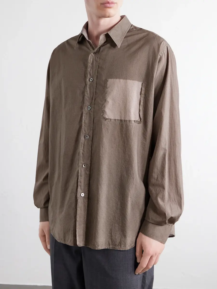 Maison Margiela Camp-Collar Distressed Checked Cotton-Poplin Shirt - Men | Thumbnail 3 Maison Margiela Camp-Collar Distressed Checked Cotton-Poplin Shirt - Men | Thumbnail 3