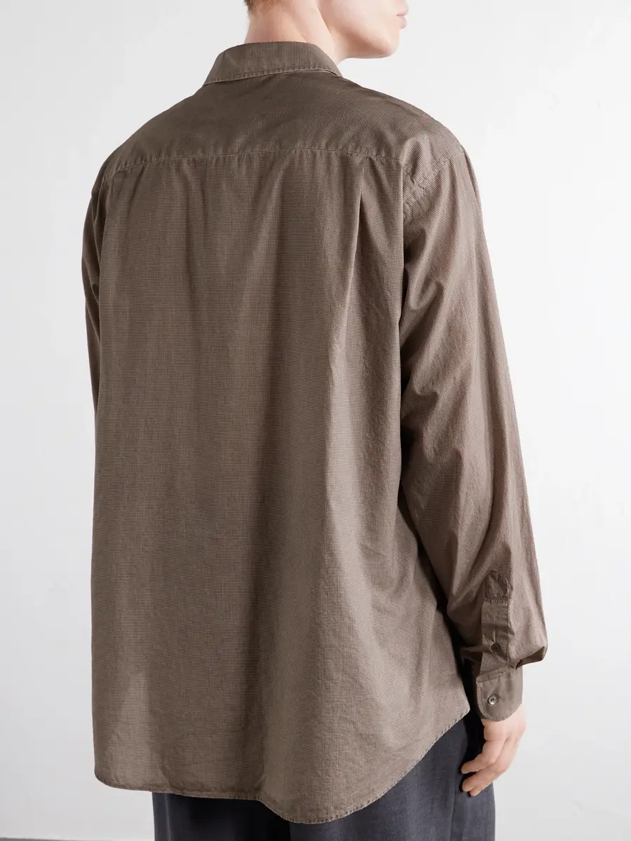 Maison Margiela Camp-Collar Distressed Checked Cotton-Poplin Shirt - Men | Thumbnail 4 Maison Margiela Camp-Collar Distressed Checked Cotton-Poplin Shirt - Men | Thumbnail 4