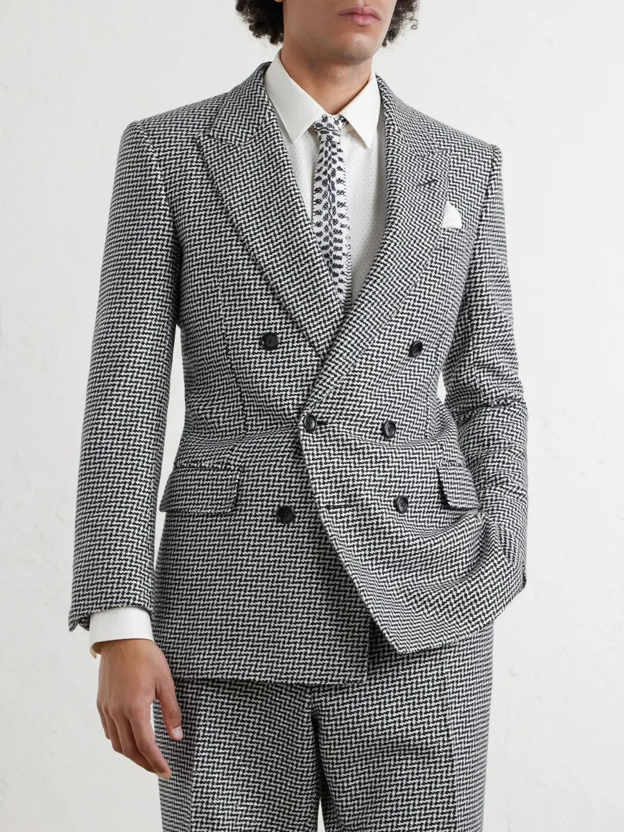 Tom Ford Sequin-Detailed Houndstooth Wool-Blend Suit Jacket - Men | Thumbnail 3 Tom Ford Sequin-Detailed Houndstooth Wool-Blend Suit Jacket - Men | Thumbnail 3