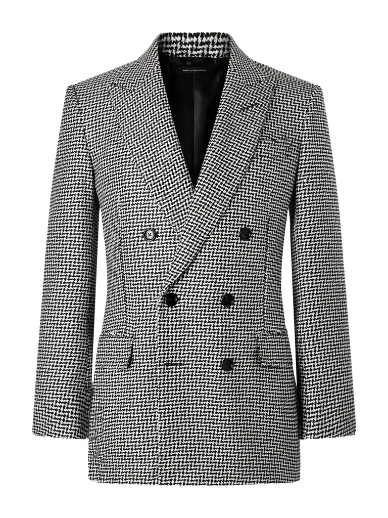Tom Ford Sequin-Detailed Houndstooth Wool-Blend Suit Jacket - Men