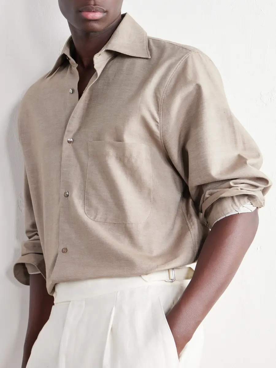 Stòffa Spread-Collar Brushed Cotton Woven Shirt - Men | Thumbnail 5 Stòffa Spread-Collar Brushed Cotton Woven Shirt - Men | Thumbnail 5