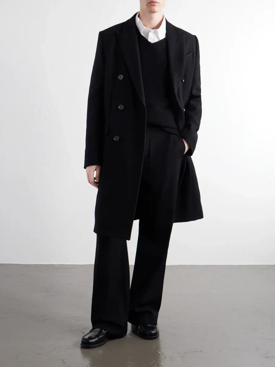 AMI PARIS Double-Breasted Virgin Wool-Gabardine Coat - Men | Thumbnail 2 AMI PARIS Double-Breasted Virgin Wool-Gabardine Coat - Men | Thumbnail 2