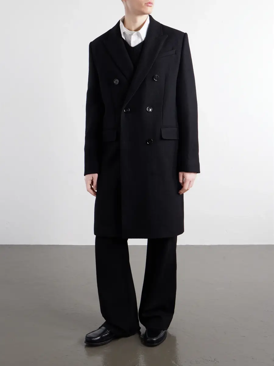 AMI PARIS Double-Breasted Virgin Wool-Gabardine Coat - Men | Thumbnail 3 AMI PARIS Double-Breasted Virgin Wool-Gabardine Coat - Men | Thumbnail 3