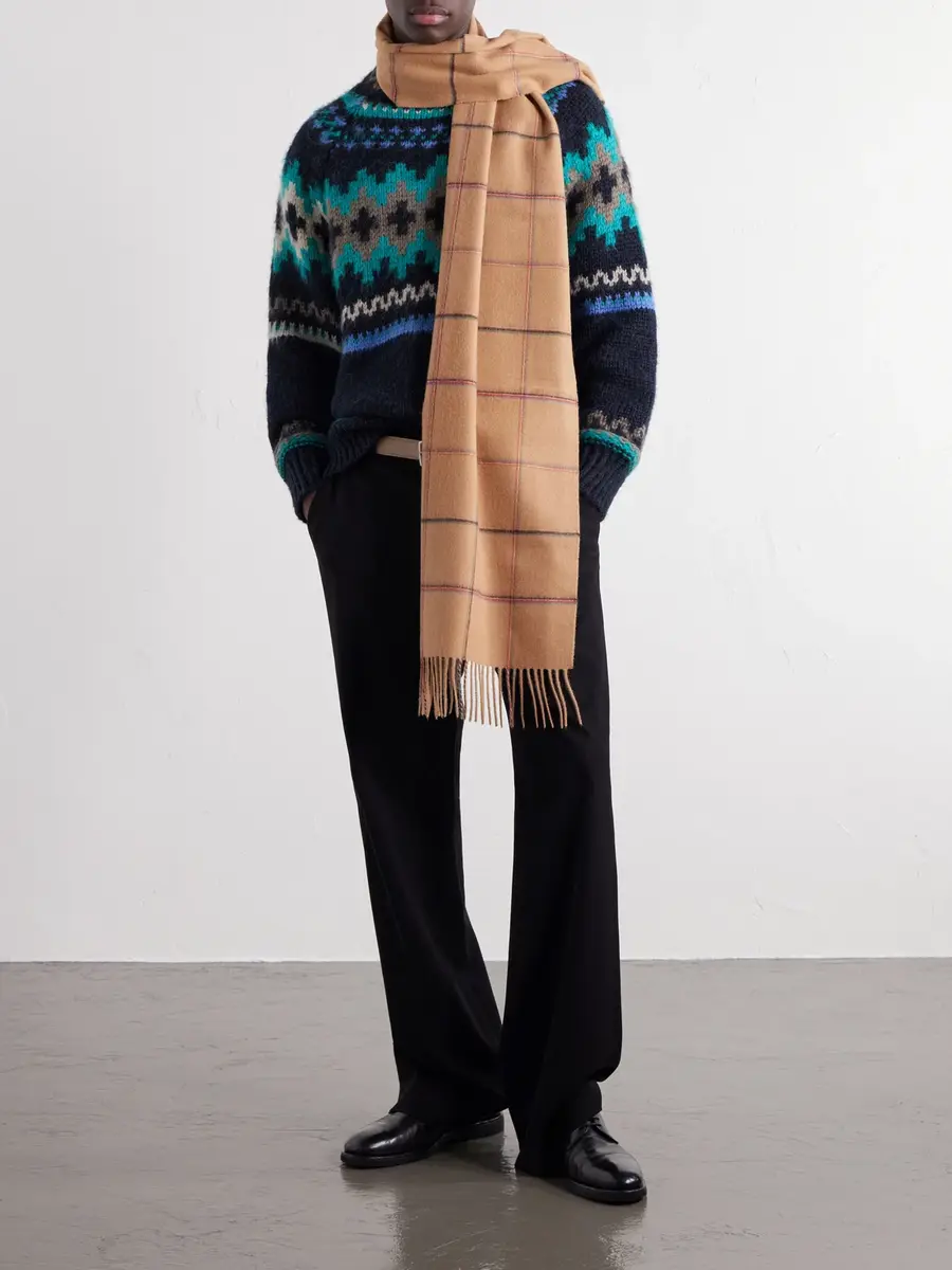 Paul Smith Checked Wool and Cashmere-Blend Scarf - Men | Thumbnail 2 Paul Smith Checked Wool and Cashmere-Blend Scarf - Men | Thumbnail 2