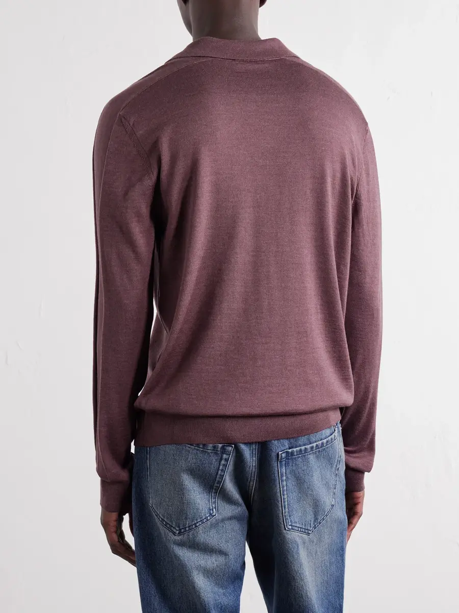 MR P. Rib-Trimmed Merino Wool and Silk-Blend Polo Shirt - Men | Thumbnail 4 MR P. Rib-Trimmed Merino Wool and Silk-Blend Polo Shirt - Men | Thumbnail 4