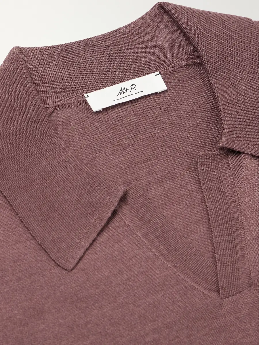 MR P. Rib-Trimmed Merino Wool and Silk-Blend Polo Shirt - Men | Thumbnail 6 MR P. Rib-Trimmed Merino Wool and Silk-Blend Polo Shirt - Men | Thumbnail 6