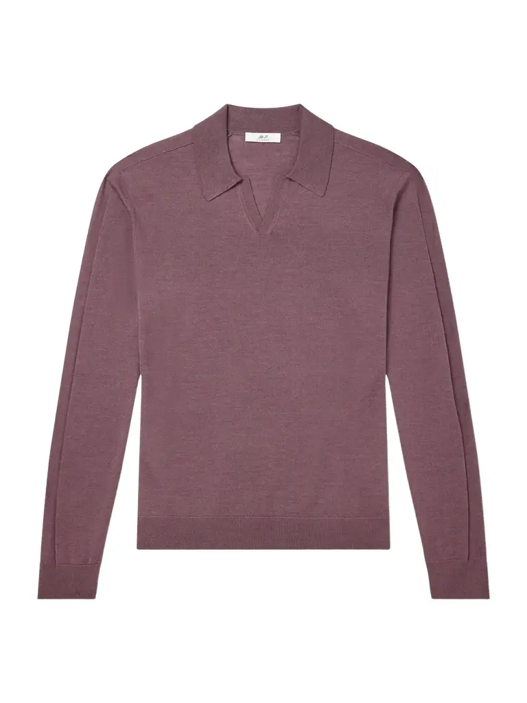 MR P. Rib-Trimmed Merino Wool and Silk-Blend Polo Shirt - Men