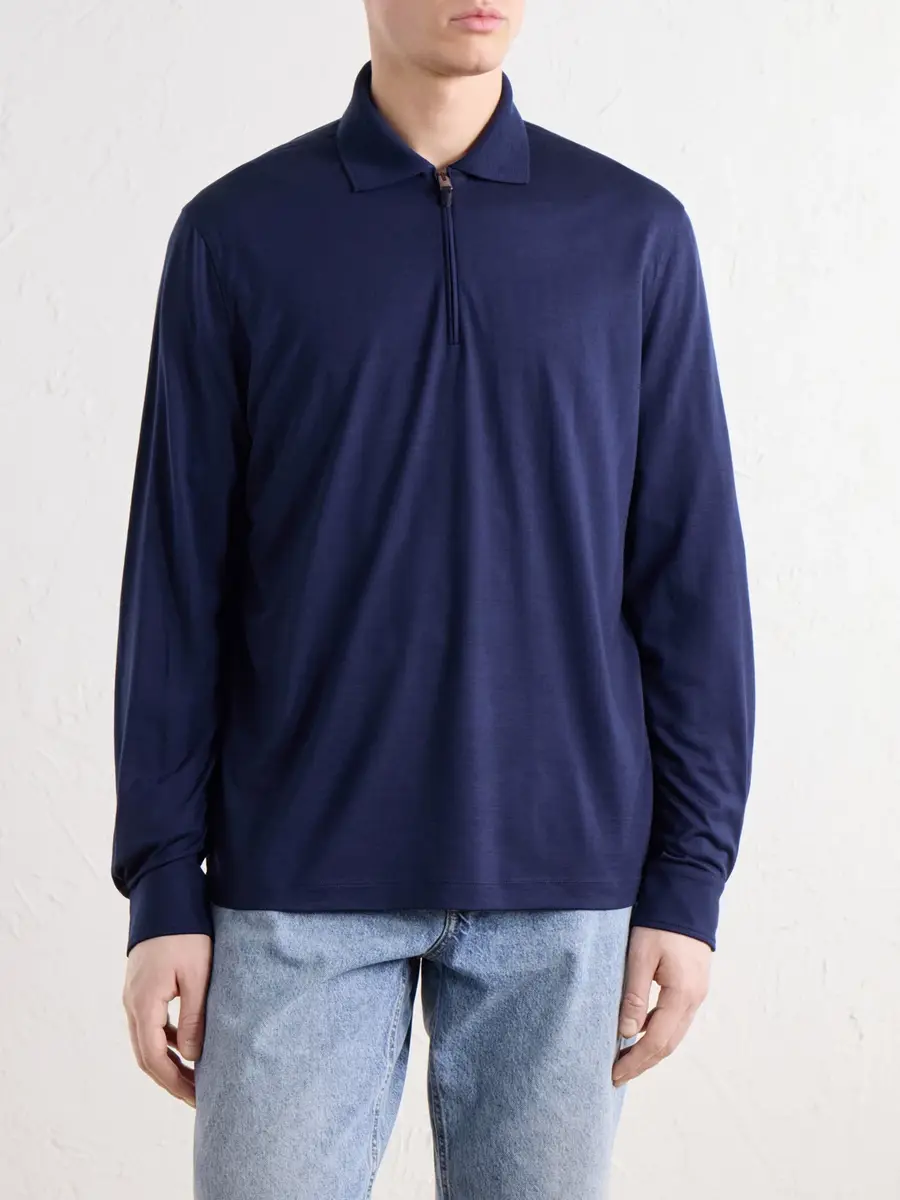 Canali Wool-Jersey Half-Zip Polo Shirt - Men | Thumbnail 3 Canali Wool-Jersey Half-Zip Polo Shirt - Men | Thumbnail 3