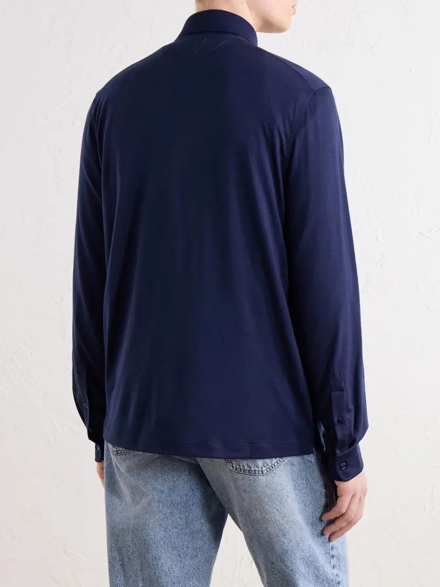 Canali Wool-Jersey Half-Zip Polo Shirt - Men | Thumbnail 4 Canali Wool-Jersey Half-Zip Polo Shirt - Men | Thumbnail 4