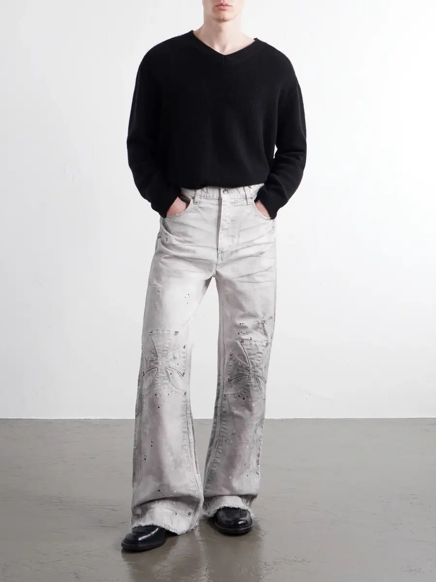 SEKRIT Chopper Carpenter Flared Paint-Splattered Distressed Jeans - Men | Thumbnail 2