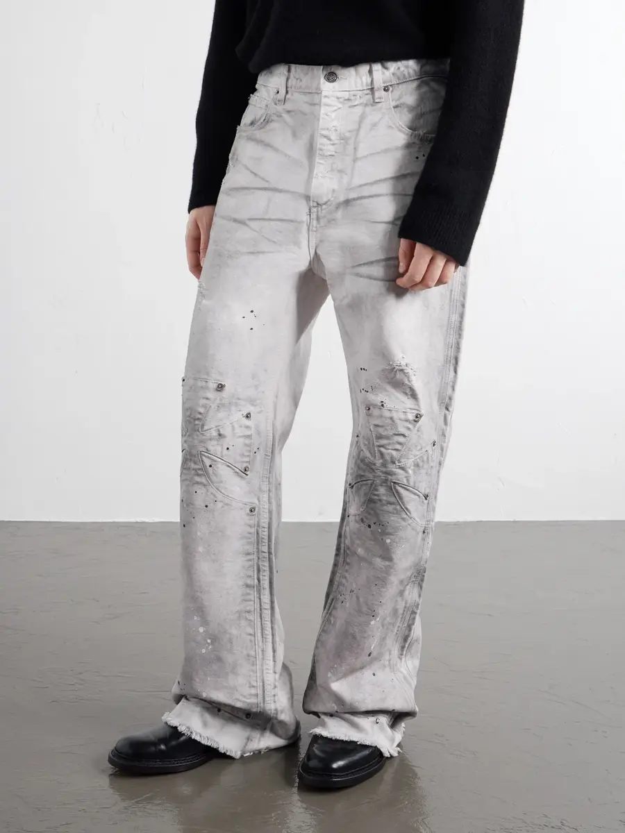 SEKRIT Chopper Carpenter Flared Paint-Splattered Distressed Jeans - Men | Thumbnail 3