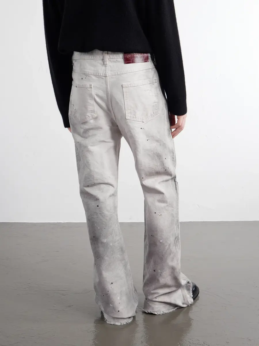SEKRIT Chopper Carpenter Flared Paint-Splattered Distressed Jeans - Men | Thumbnail 4