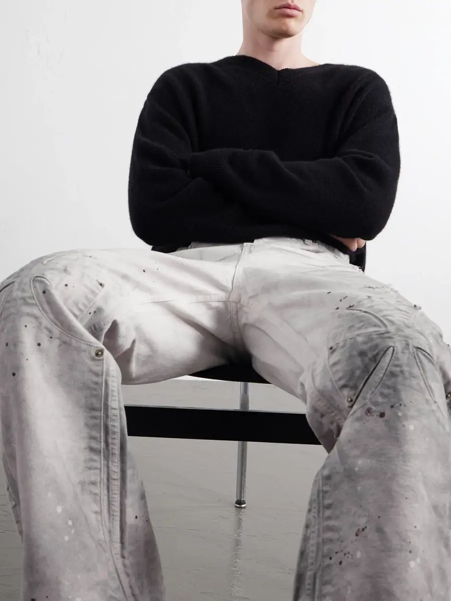 SEKRIT Chopper Carpenter Flared Paint-Splattered Distressed Jeans - Men | Thumbnail 5