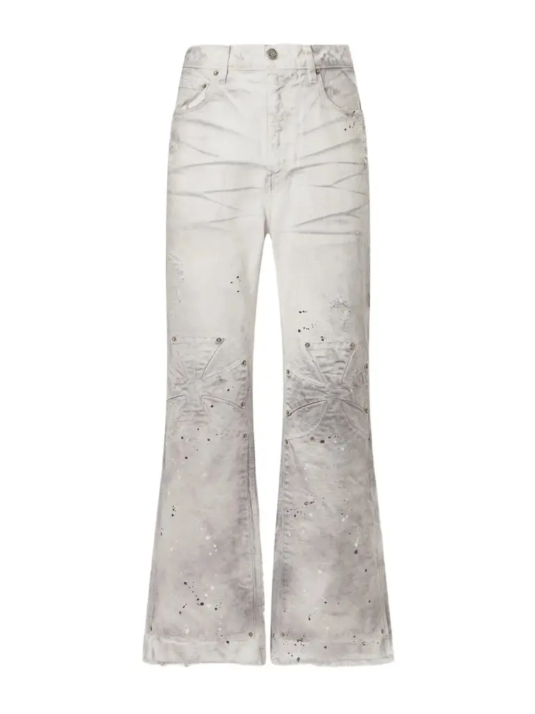 SEKRIT Chopper Carpenter Flared Paint-Splattered Distressed Jeans - Men