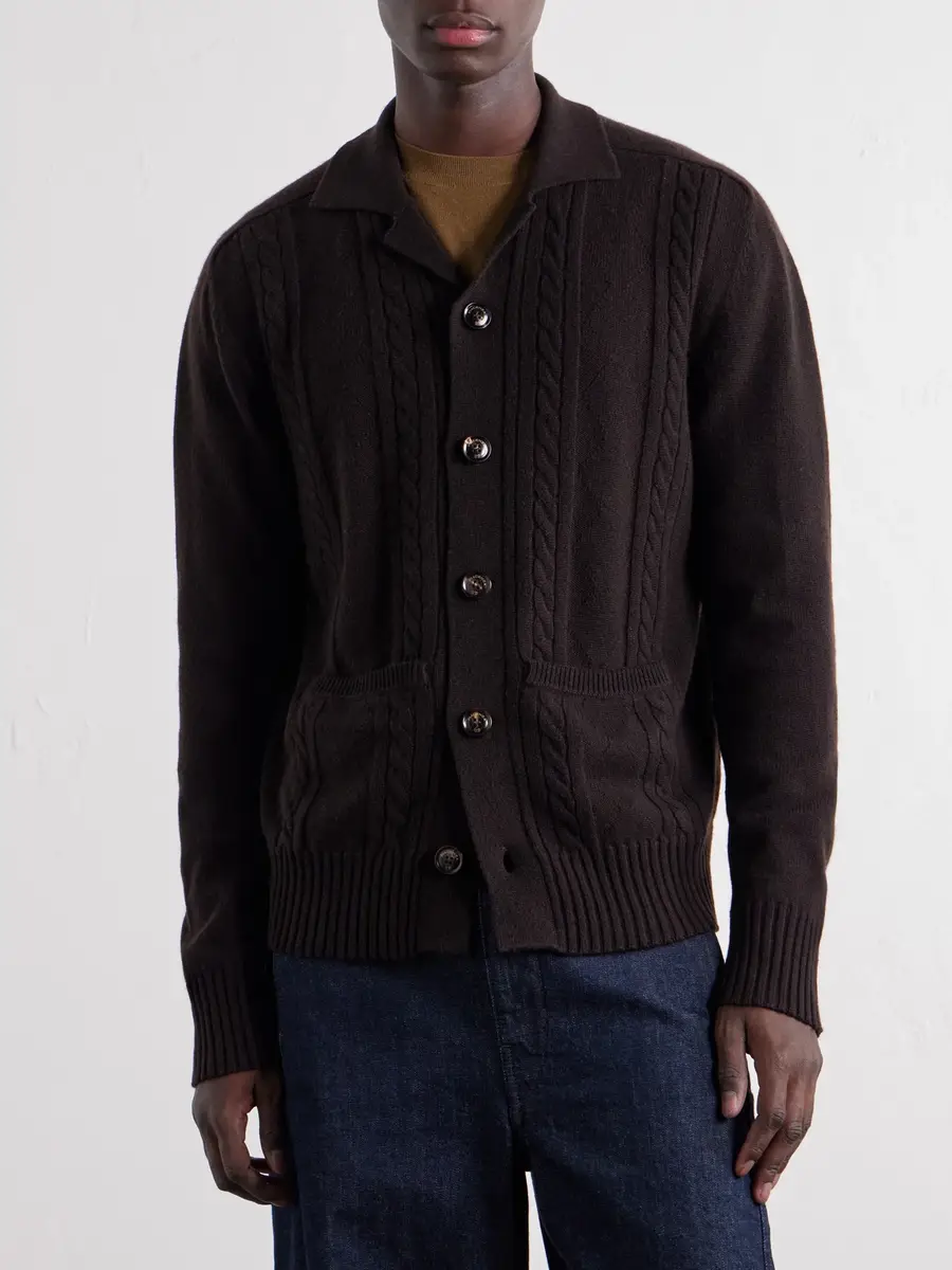 PIACENZA 1733 Cable-Knit Cashmere Cardigan - Men | Thumbnail 3
