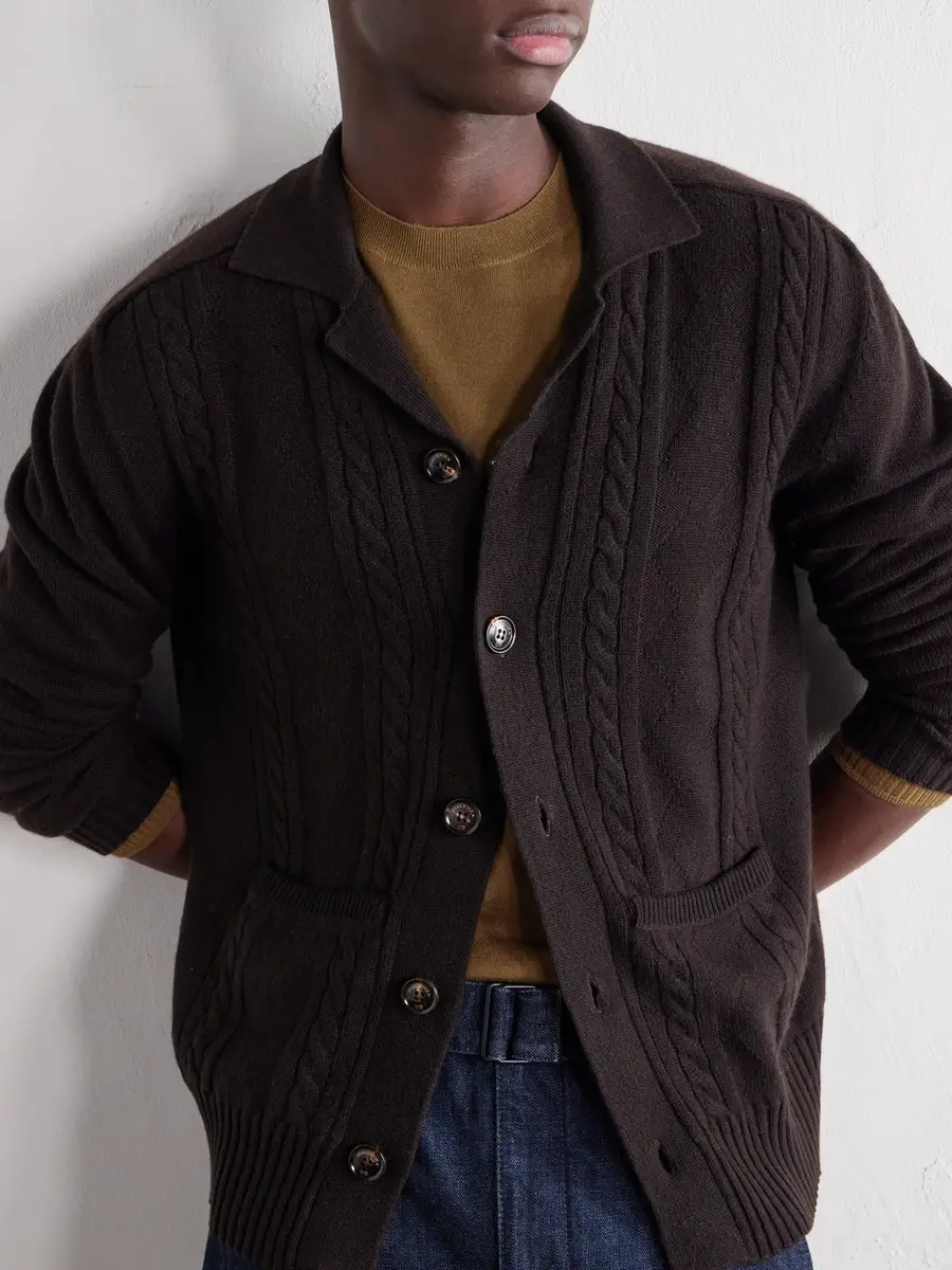 PIACENZA 1733 Cable-Knit Cashmere Cardigan - Men | Thumbnail 5