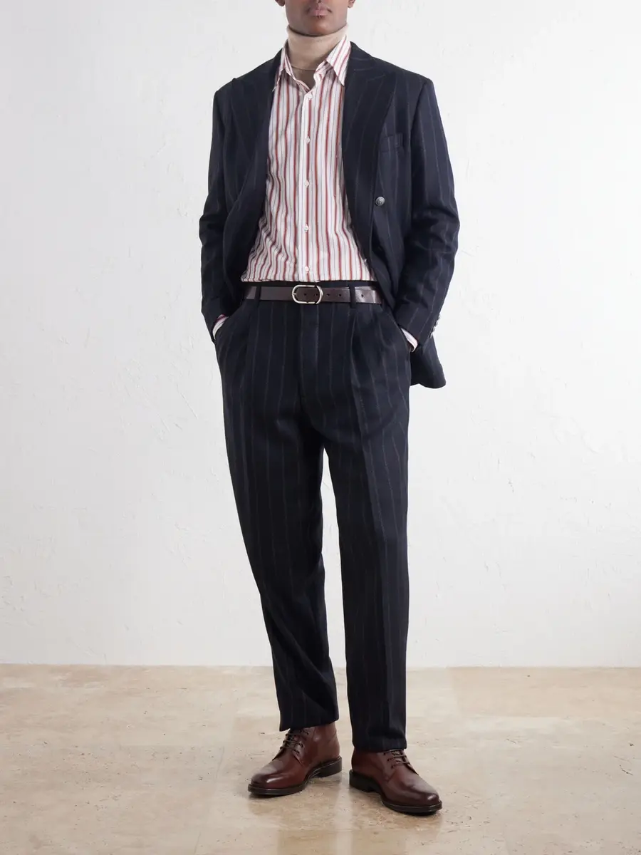 Brunello Cucinelli Tapered Pinstripe Cashmere and Wool-Blend Flannel Suit Trousers - Men | Thumbnail 2 Brunello Cucinelli Tapered Pinstripe Cashmere and Wool-Blend Flannel Suit Trousers - Men | Thumbnail 2