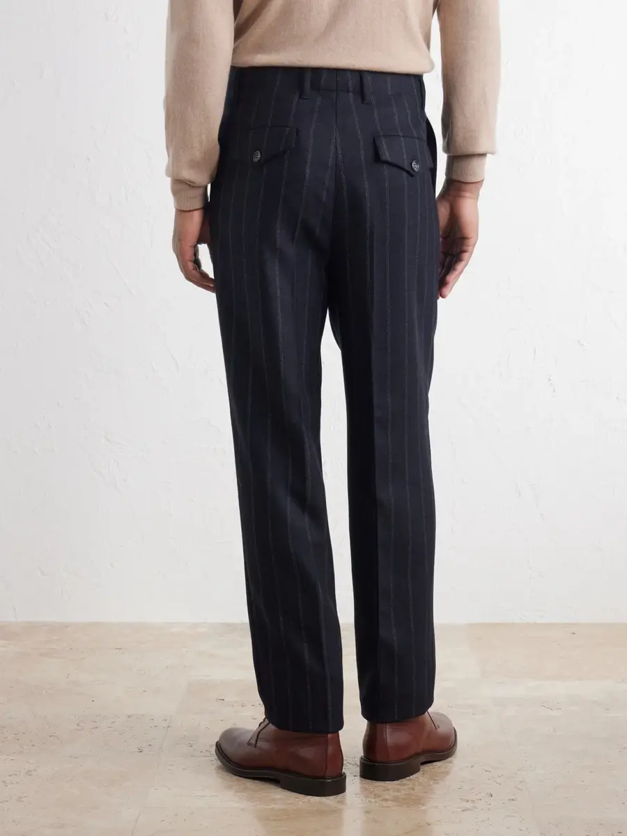 Brunello Cucinelli Tapered Pinstripe Cashmere and Wool-Blend Flannel Suit Trousers - Men | Thumbnail 4 Brunello Cucinelli Tapered Pinstripe Cashmere and Wool-Blend Flannel Suit Trousers - Men | Thumbnail 4