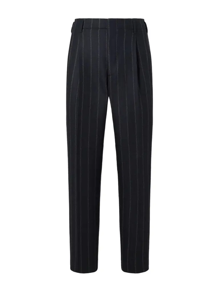 Tapered Pinstripe Cashmere and Wool-Blend Flannel Suit Trousers - Men Tapered Pinstripe Cashmere and Wool-Blend Flannel Suit Trousers - Men