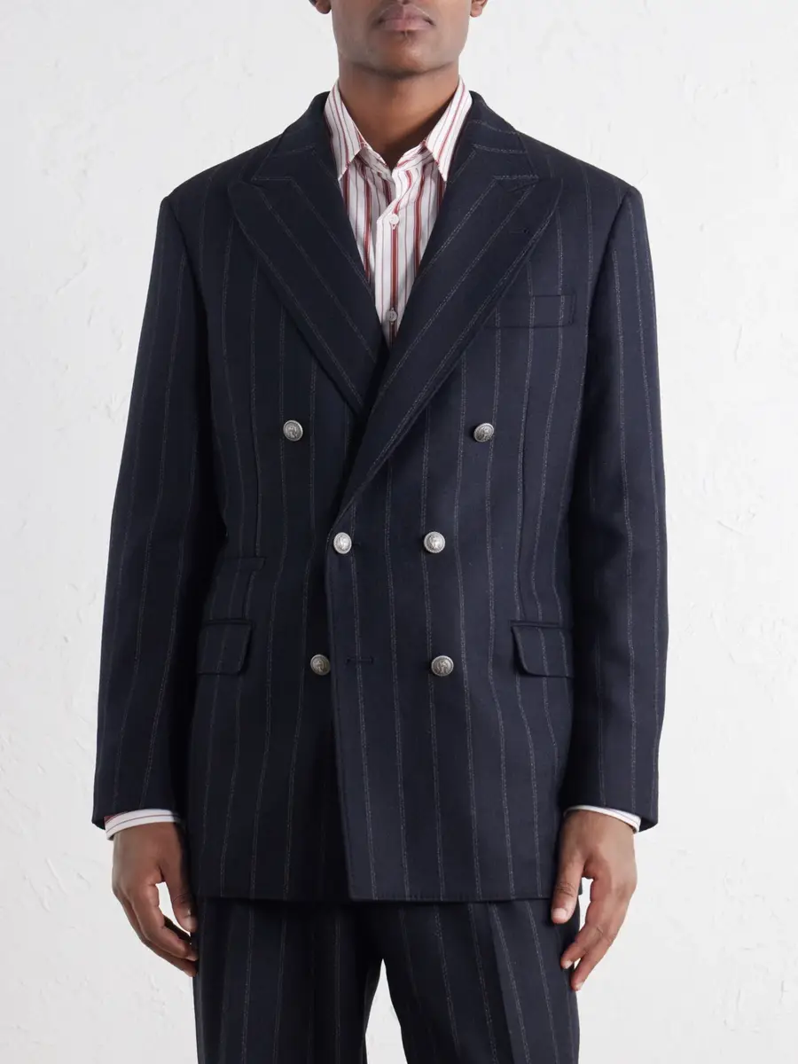 Brunello Cucinelli Double-Breasted Pinstripe Cashmere and Wool-Blend Flannel Suit Jacket - Men | Thumbnail 3 Brunello Cucinelli Double-Breasted Pinstripe Cashmere and Wool-Blend Flannel Suit Jacket - Men | Thumbnail 3