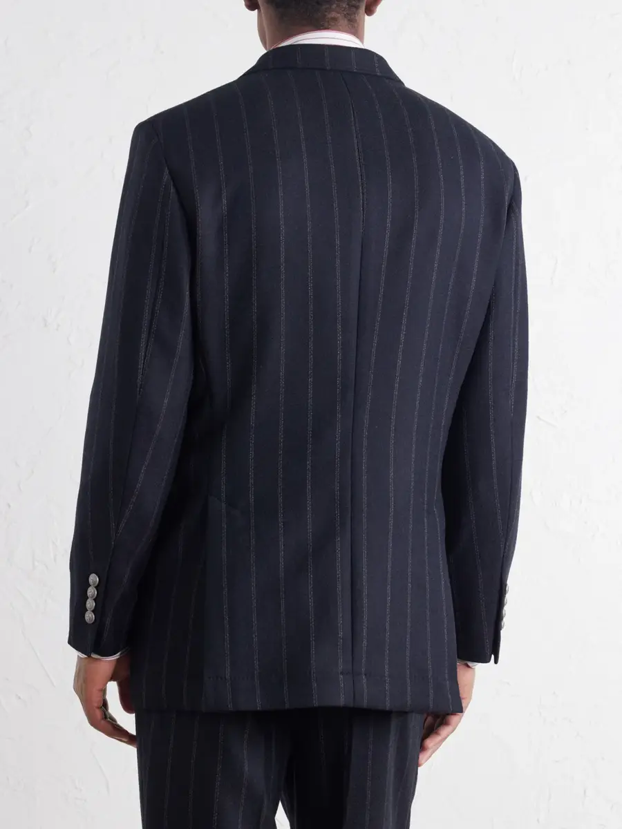 Brunello Cucinelli Double-Breasted Pinstripe Cashmere and Wool-Blend Flannel Suit Jacket - Men | Thumbnail 4 Brunello Cucinelli Double-Breasted Pinstripe Cashmere and Wool-Blend Flannel Suit Jacket - Men | Thumbnail 4
