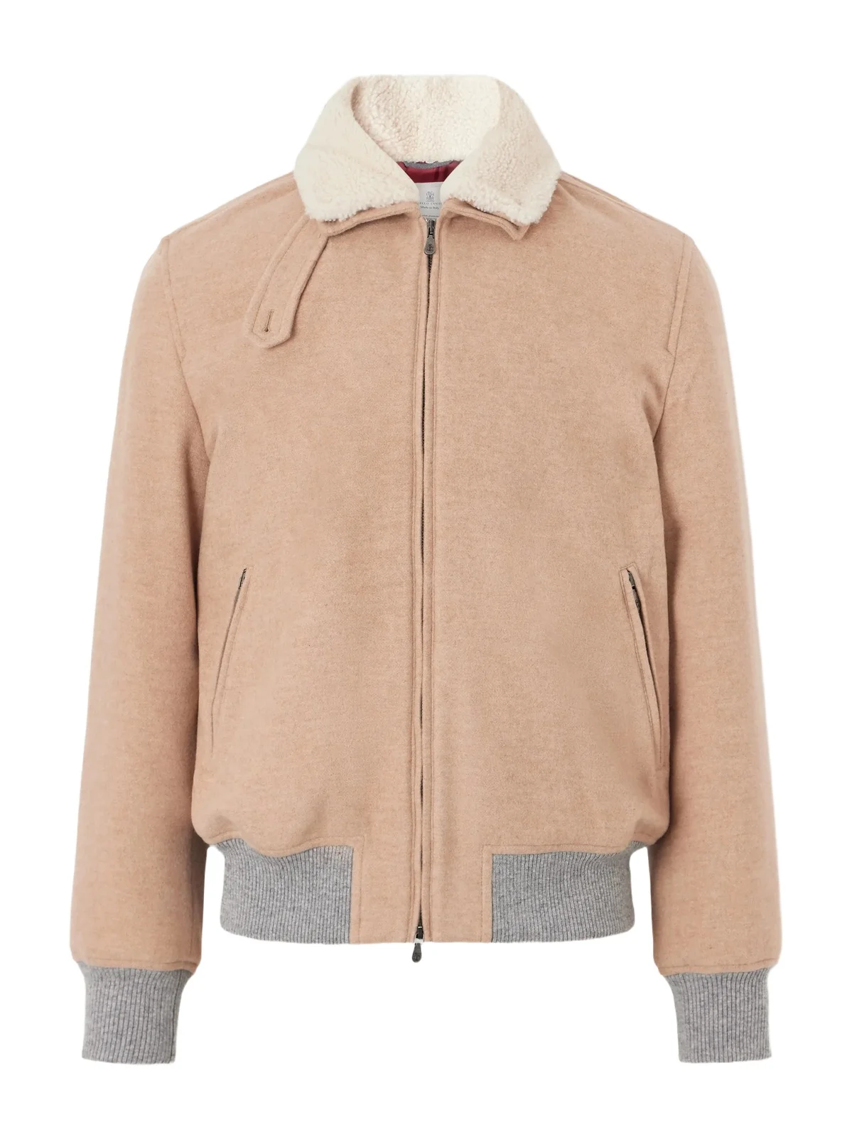 Shearling-Trimmed Cashmere Bomber Jacket - Men Shearling-Trimmed Cashmere Bomber Jacket - Men