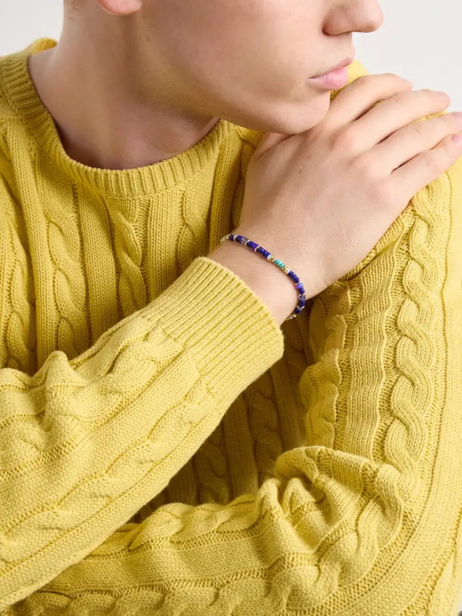Peyote Bird Blue Heron Gold-Plated Multi-Stone Bracelet - Men | Thumbnail 2 Peyote Bird Blue Heron Gold-Plated Multi-Stone Bracelet - Men | Thumbnail 2