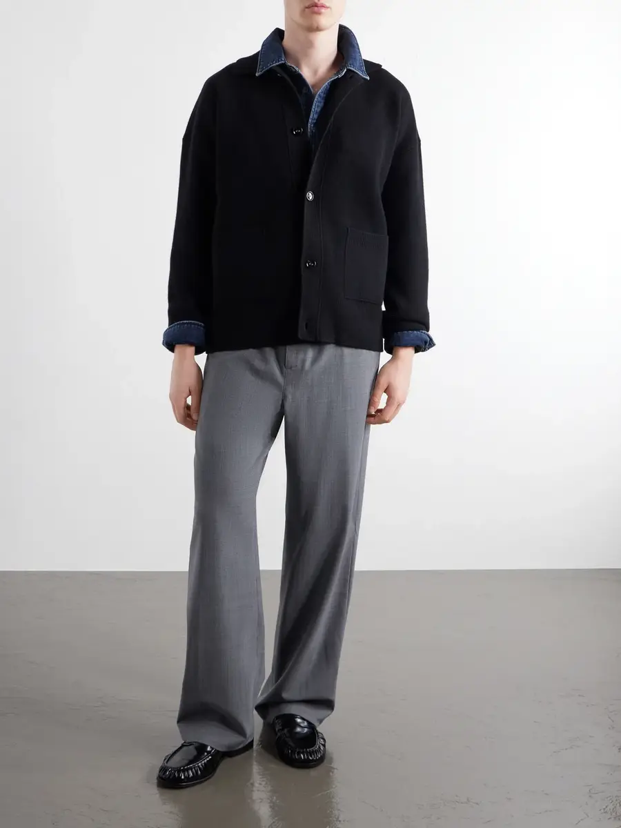 AMI PARIS Logo-Appliquéd Merino Wool Cardigan - Men | Thumbnail 2 AMI PARIS Logo-Appliquéd Merino Wool Cardigan - Men | Thumbnail 2