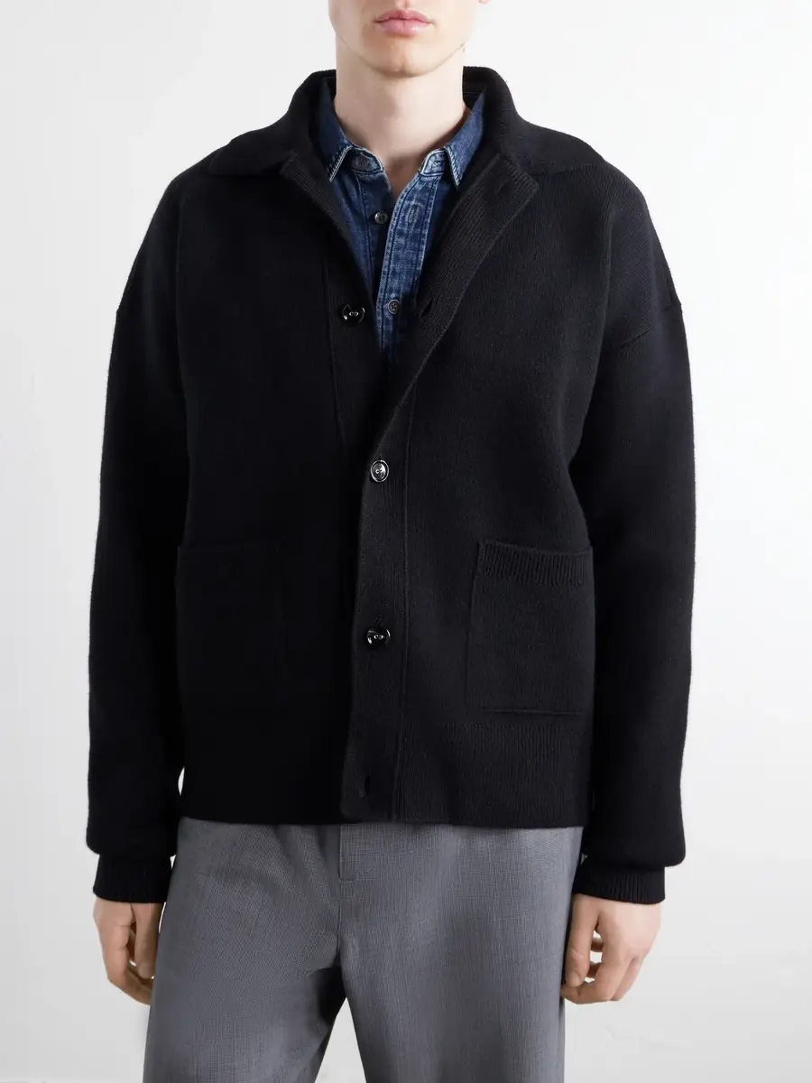AMI PARIS Logo-Appliquéd Merino Wool Cardigan - Men | Thumbnail 3 AMI PARIS Logo-Appliquéd Merino Wool Cardigan - Men | Thumbnail 3