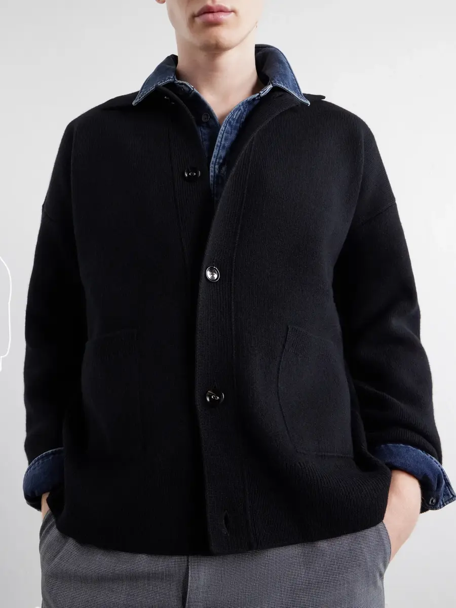 AMI PARIS Logo-Appliquéd Merino Wool Cardigan - Men | Thumbnail 5 AMI PARIS Logo-Appliquéd Merino Wool Cardigan - Men | Thumbnail 5