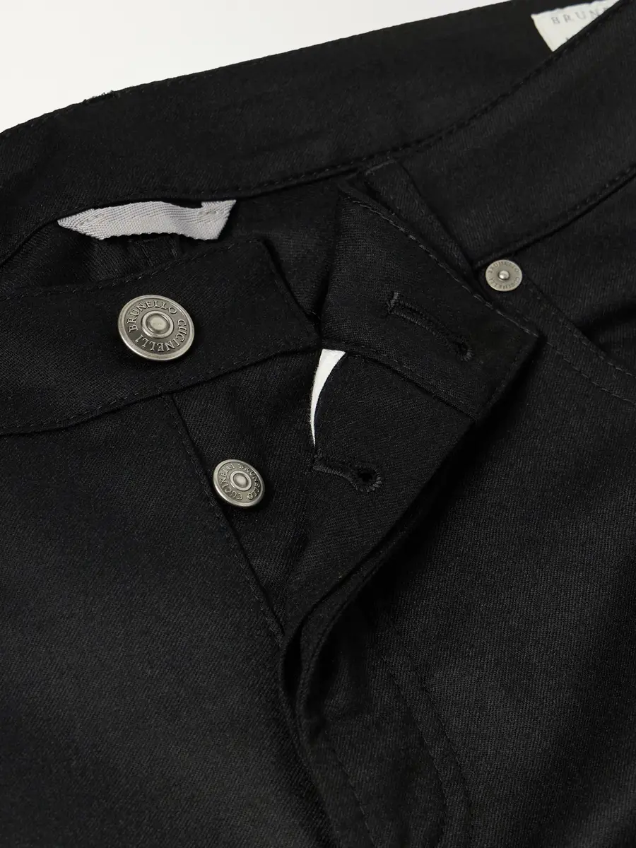 Brunello Cucinelli Slim-Fit Logo-Embroidered Virgin Wool Jeans - Men | Thumbnail 6 Brunello Cucinelli Slim-Fit Logo-Embroidered Virgin Wool Jeans - Men | Thumbnail 6