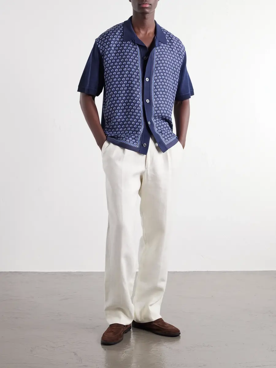 Ralph Lauren Purple Label Camp-Collar Printed Silk And Cotton-Blend Twill Shirt - Men | Thumbnail 2 Ralph Lauren Purple Label Camp-Collar Printed Silk And Cotton-Blend Twill Shirt - Men | Thumbnail 2