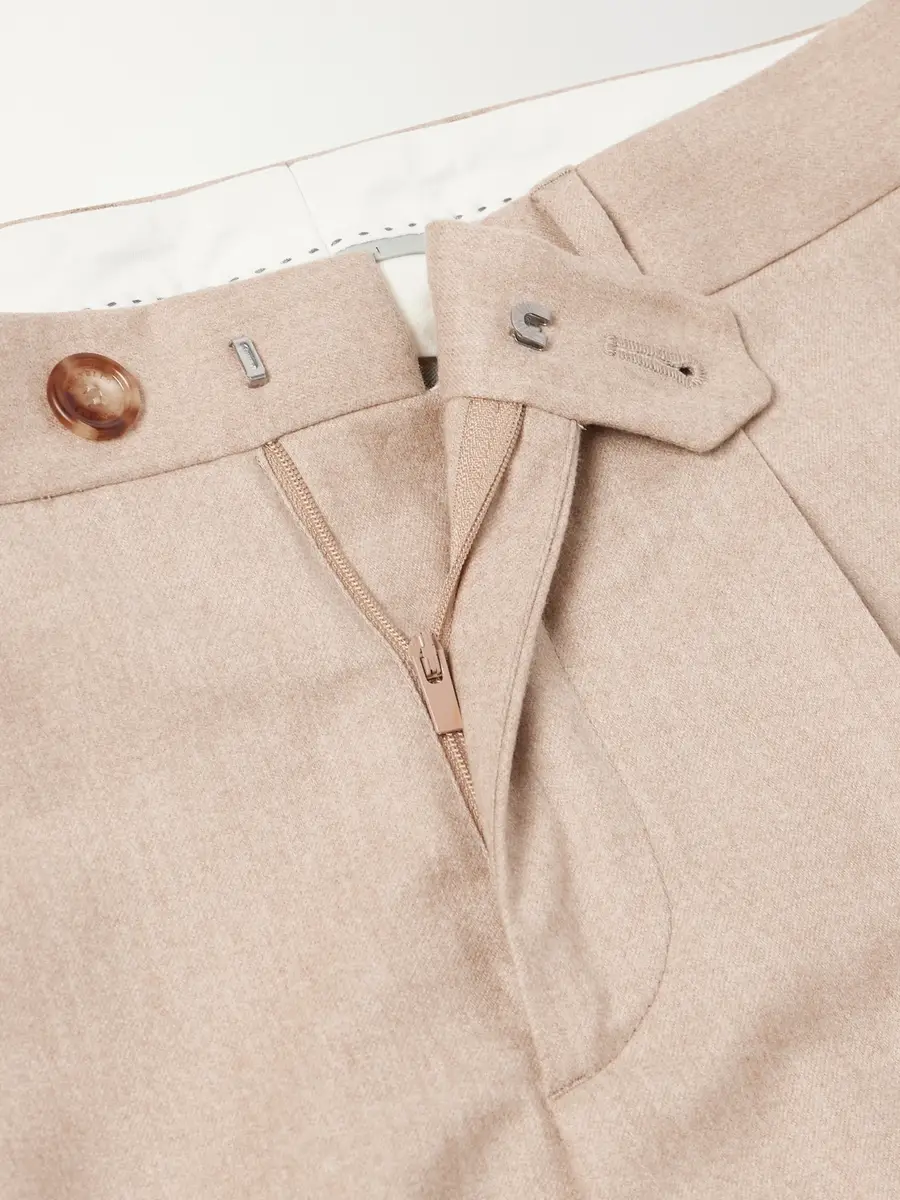 Brunello Cucinelli Tapered Pleated Virgin Wool, Cashmere and Silk-Blend Flannel Trousers - Men | Thumbnail 6 Brunello Cucinelli Tapered Pleated Virgin Wool, Cashmere and Silk-Blend Flannel Trousers - Men | Thumbnail 6