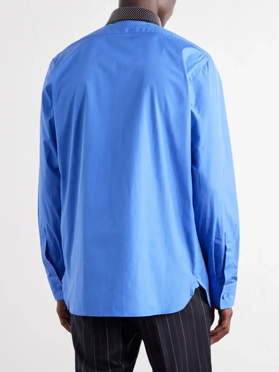 Tom Ford Studded Leather-Trimmed Cotton-Poplin Shirt - Men | Thumbnail 4 Tom Ford Studded Leather-Trimmed Cotton-Poplin Shirt - Men | Thumbnail 4