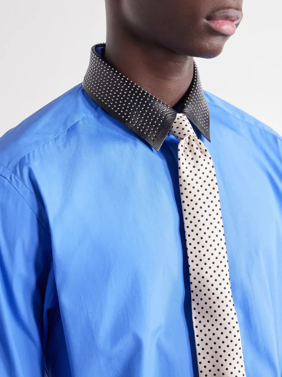 Tom Ford Studded Leather-Trimmed Cotton-Poplin Shirt - Men | Thumbnail 6 Tom Ford Studded Leather-Trimmed Cotton-Poplin Shirt - Men | Thumbnail 6