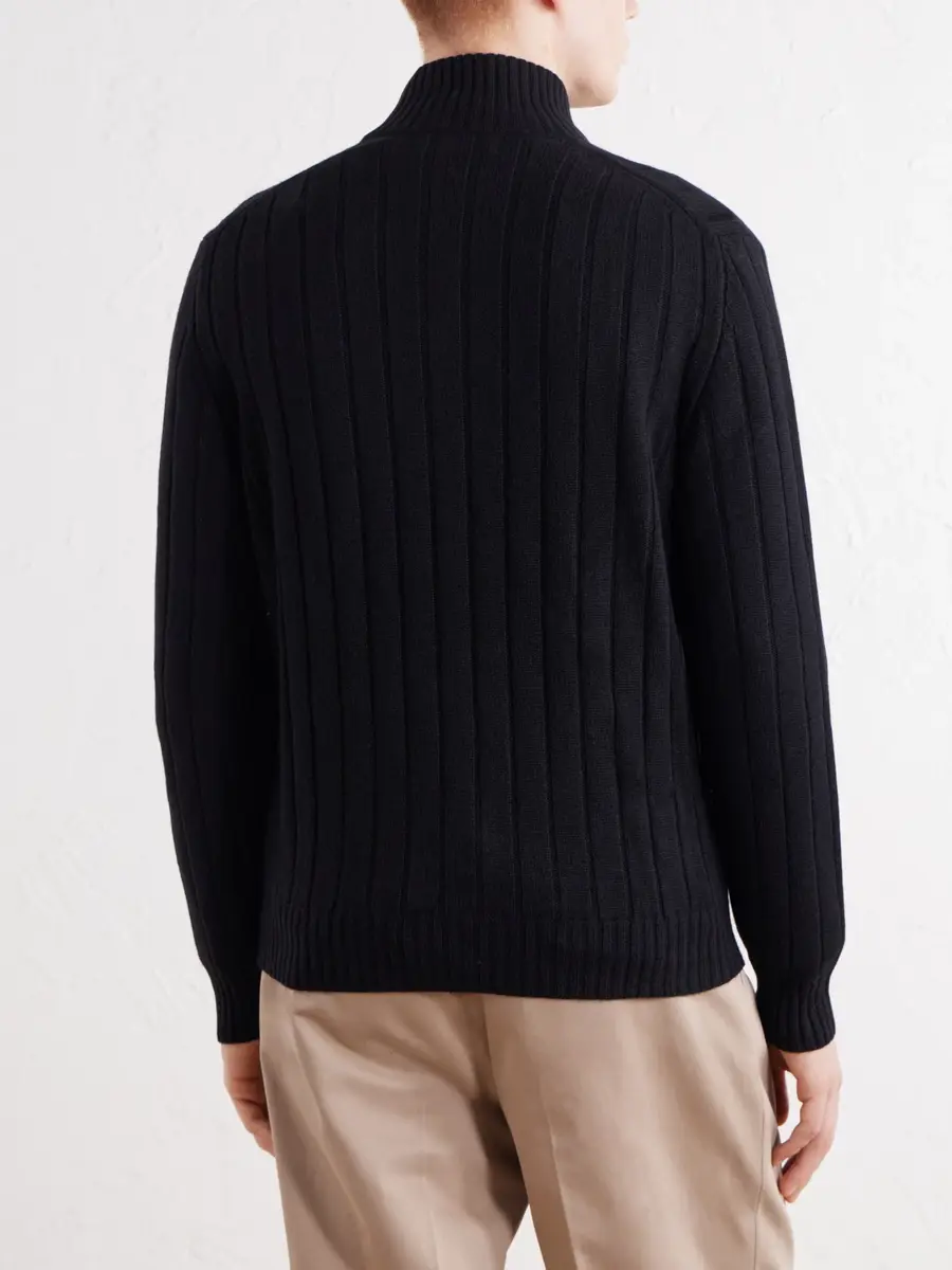 Brunello Cucinelli Ribbed Cashmere Zip-Up Sweater - Men | Thumbnail 4 Brunello Cucinelli Ribbed Cashmere Zip-Up Sweater - Men | Thumbnail 4