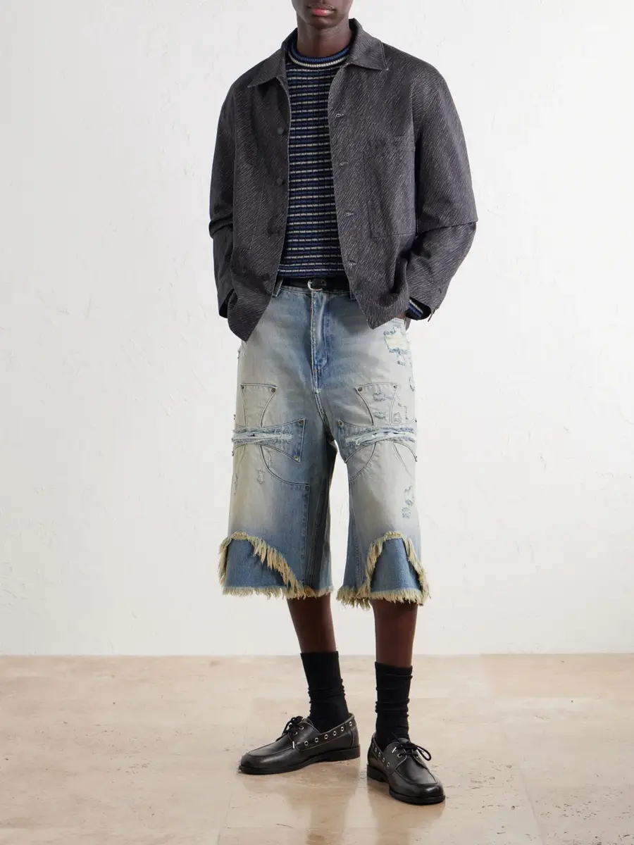 SEKRIT Chopper Distressed Denim Shorts - Men | Thumbnail 2 SEKRIT Chopper Distressed Denim Shorts - Men | Thumbnail 2