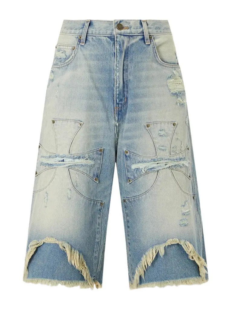 Chopper Distressed Denim Shorts - Men