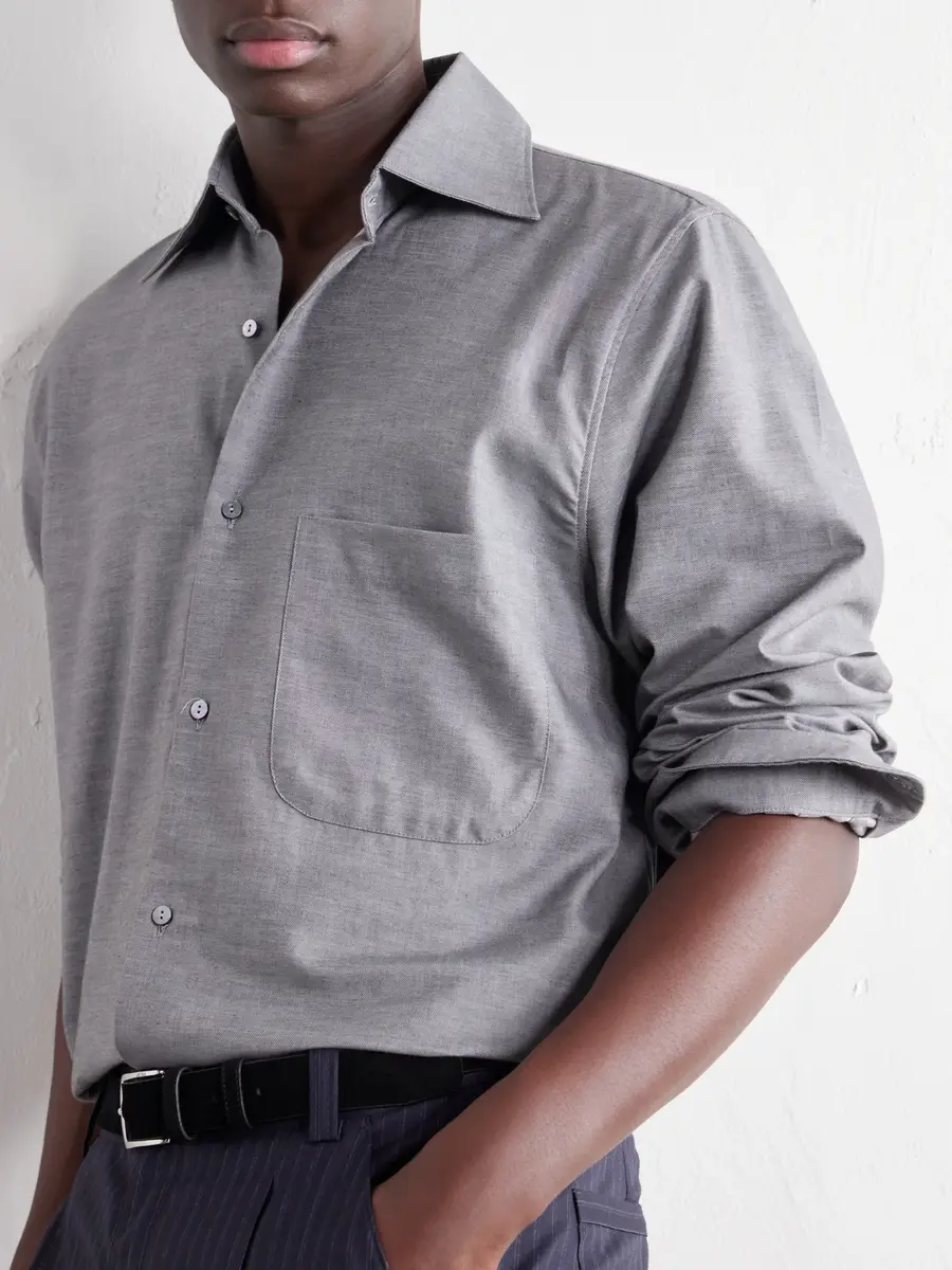 Stòffa Spread-Collar Brushed Cotton Woven Shirt - Men | Thumbnail 5 Stòffa Spread-Collar Brushed Cotton Woven Shirt - Men | Thumbnail 5