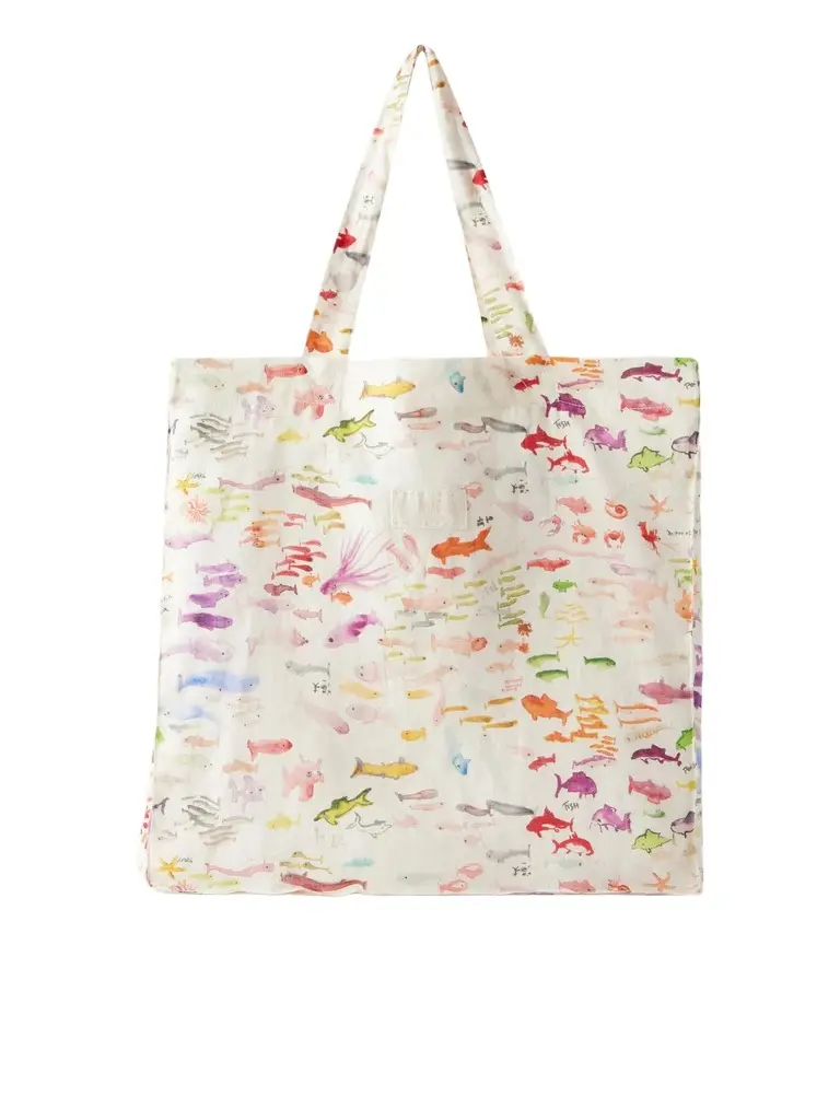 Vilebrequin Fabrice Hyber Babel Printed Linen Canvas Tote Bag - Men