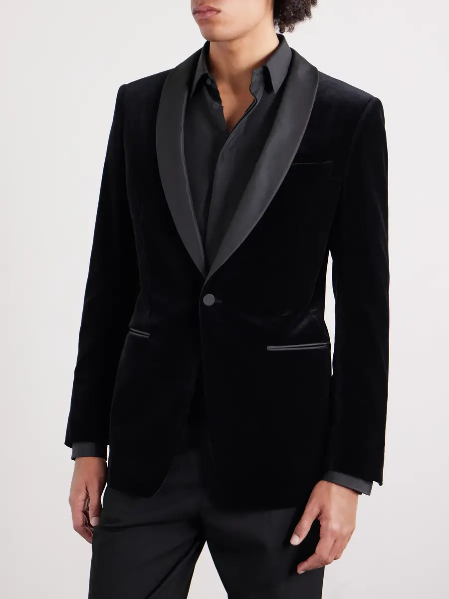 Tom Ford Satin-Trimmed Cotton-Blend Velvet Suit Jacket - Men | Thumbnail 3 Tom Ford Satin-Trimmed Cotton-Blend Velvet Suit Jacket - Men | Thumbnail 3