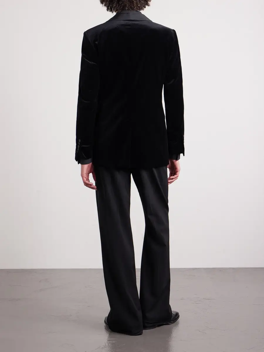 Tom Ford Satin-Trimmed Cotton-Blend Velvet Suit Jacket - Men | Thumbnail 4 Tom Ford Satin-Trimmed Cotton-Blend Velvet Suit Jacket - Men | Thumbnail 4