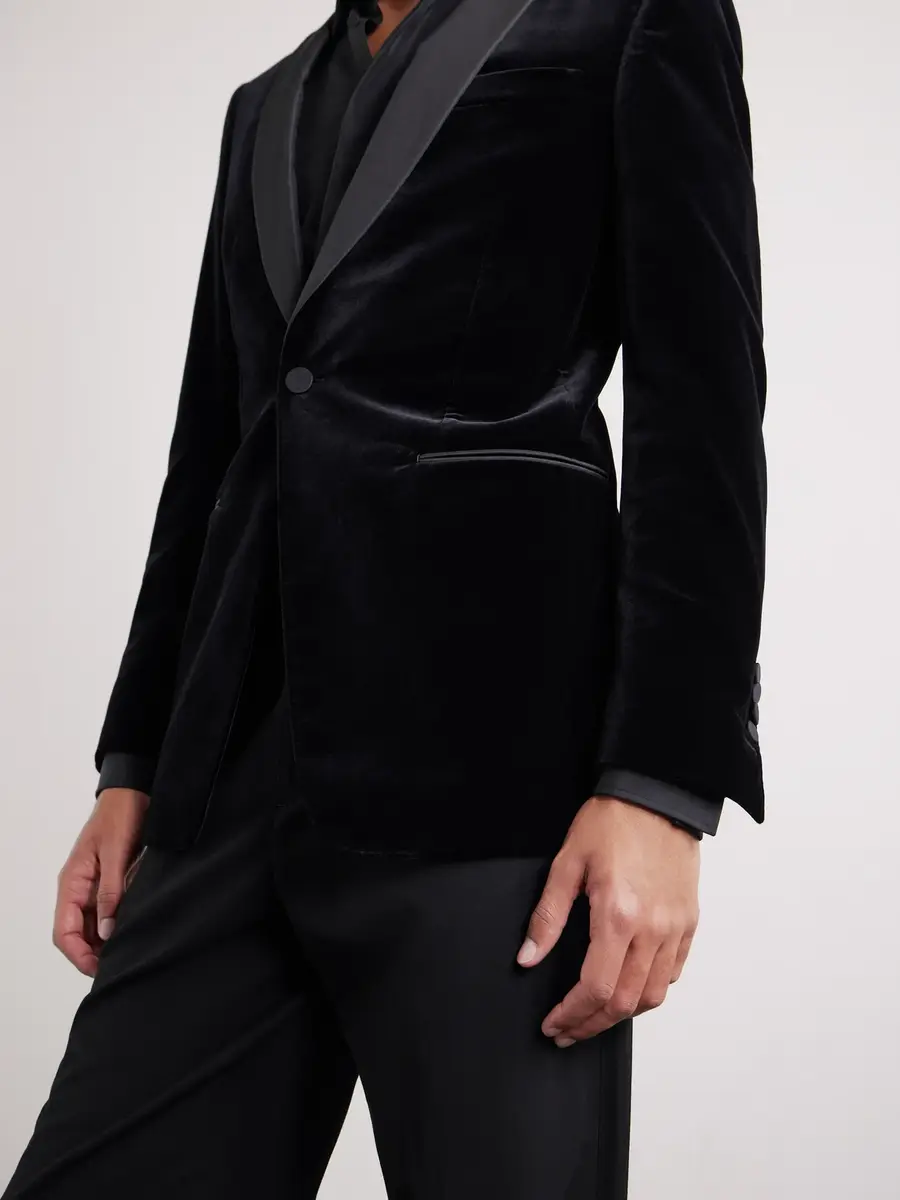 Tom Ford Satin-Trimmed Cotton-Blend Velvet Suit Jacket - Men | Thumbnail 5 Tom Ford Satin-Trimmed Cotton-Blend Velvet Suit Jacket - Men | Thumbnail 5