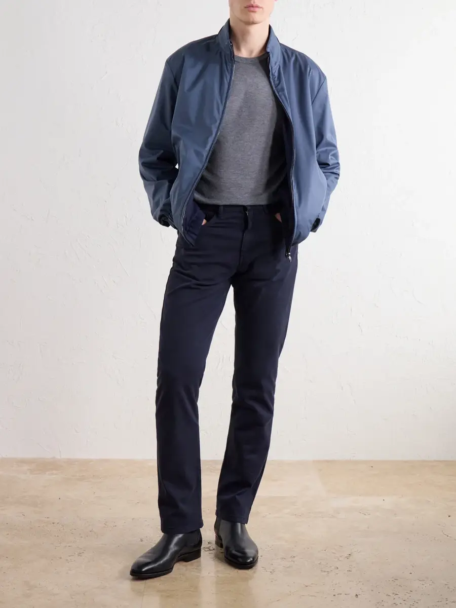 Canali Slim-Fit Straight-Leg Stretch-Cotton Gabardine Trousers - Men | Thumbnail 2