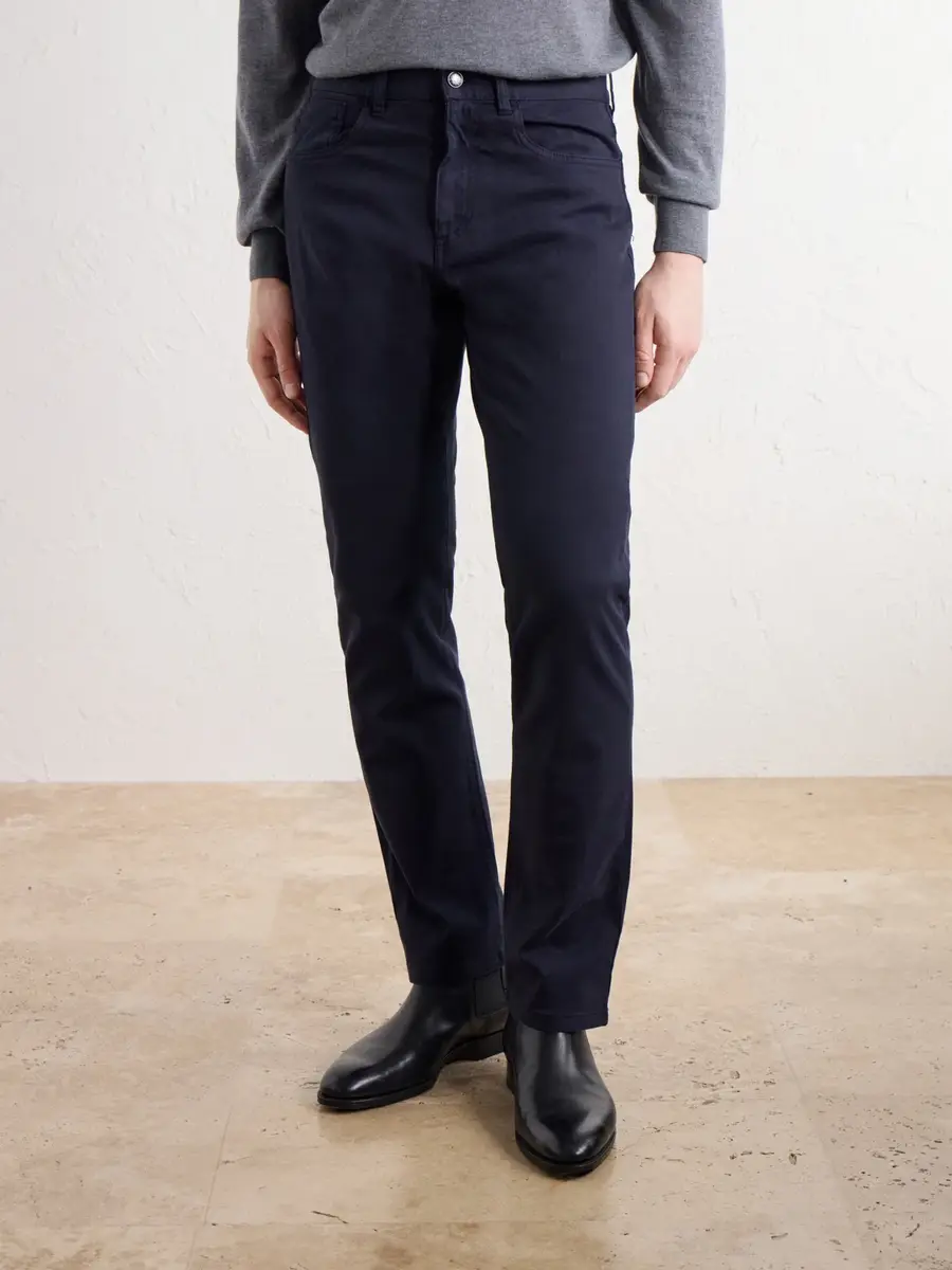 Canali Slim-Fit Straight-Leg Stretch-Cotton Gabardine Trousers - Men | Thumbnail 3