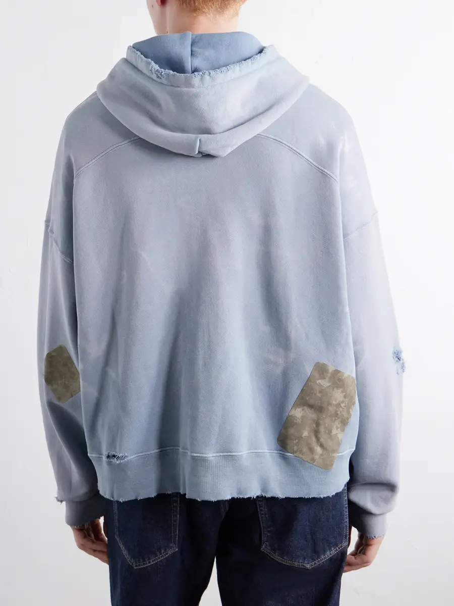 SEKRIT Compliments Distressed Appliquéd Printed Cotton-Jersey Sweater - Men | Thumbnail 4 SEKRIT Compliments Distressed Appliquéd Printed Cotton-Jersey Sweater - Men | Thumbnail 4